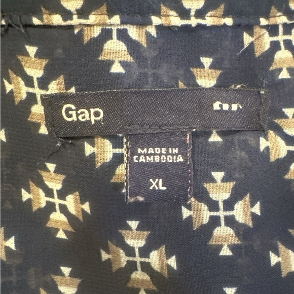 Gap Navy Blue Floral Women's Top 3/4 or long sleeve - Picture 8 of 8